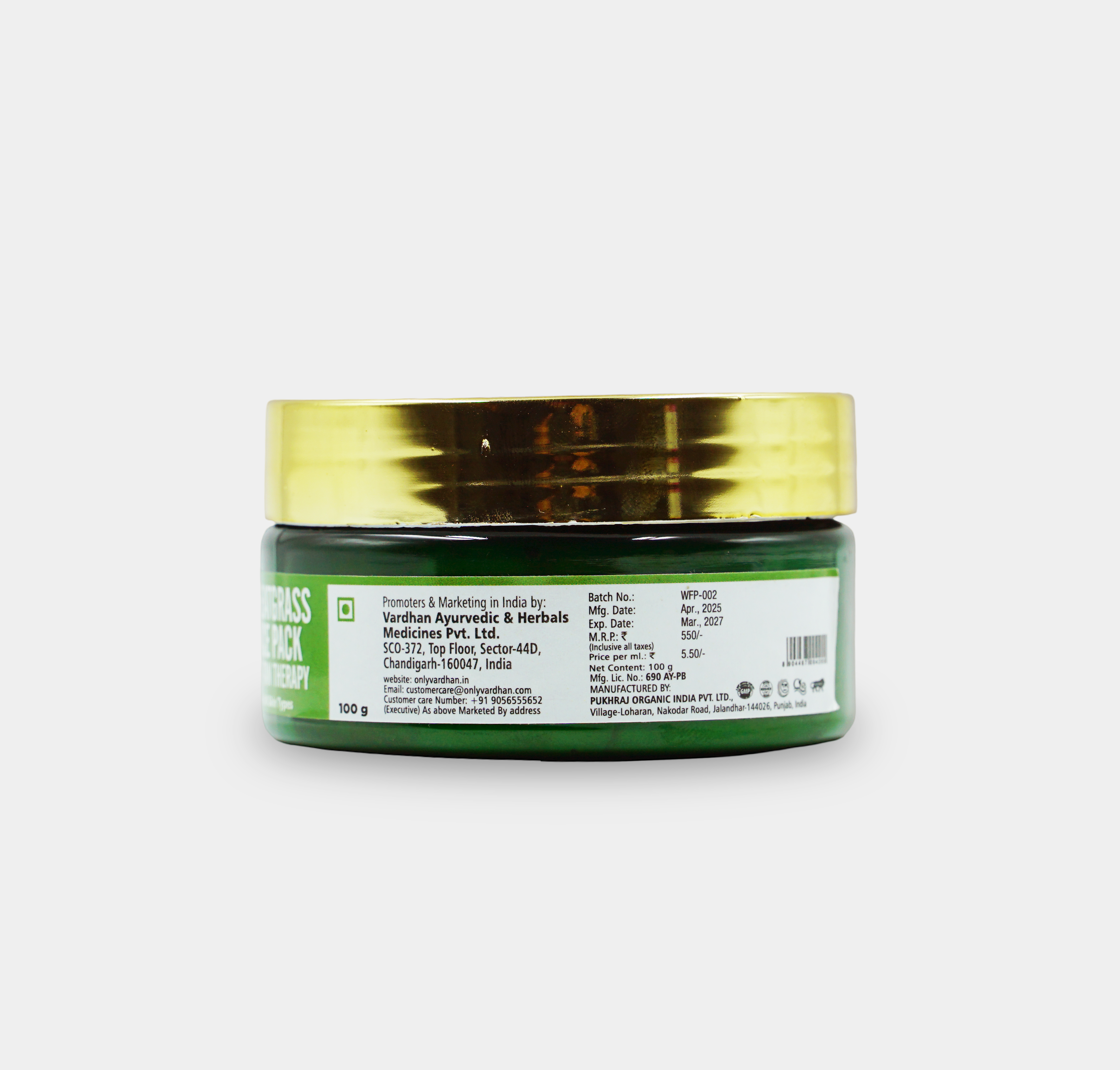 Dr. Mishail Wheatgrass Face Pack – Anti-Tan Therapy for All Skin Types